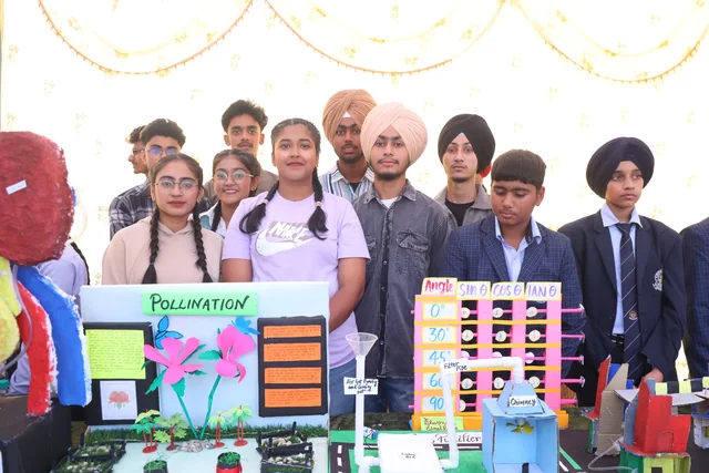 Students with science and mathematics exhibition projects